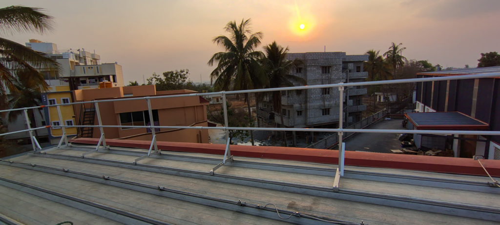Aluminum guard rail installed for safety and protection